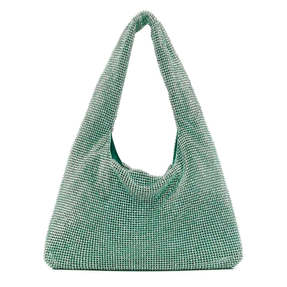 Kara Green Mini Crystal Mesh Armpit Bag